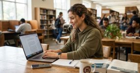A student and their laptop